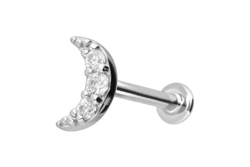 PIERCINGLINE Piercing-Set 14 Karat Gold Labret mit Innengewinde MOISSANIT-MOND (Labrets / 1 Stk) von PIERCINGLINE