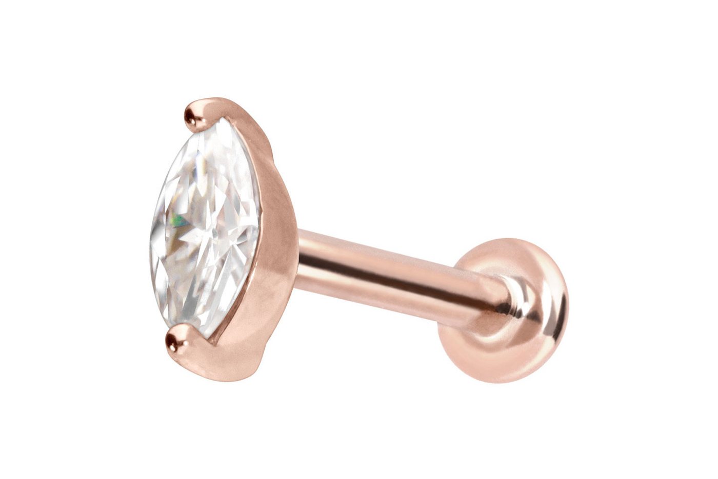 PIERCINGLINE Piercing-Set 14 Karat Gold Labret mit Innengewinde MOISSANIT-OVAL (Labrets, 1-tlg) von PIERCINGLINE
