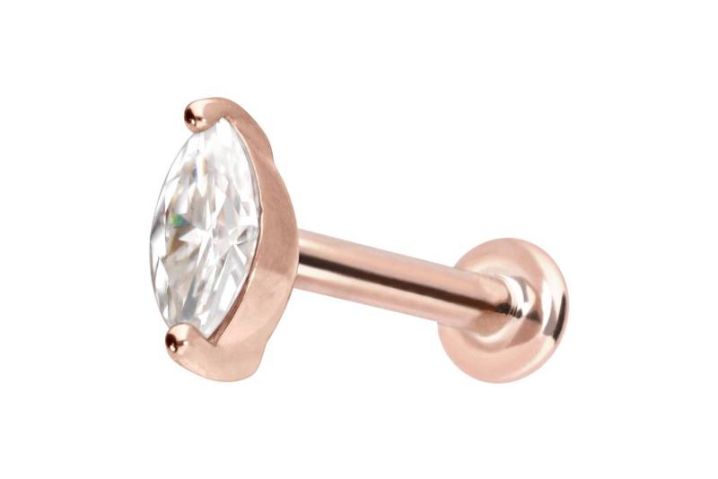 PIERCINGLINE Piercing-Set 14 Karat Gold Labret mit Innengewinde MOISSANIT-OVAL (Labrets, 1-tlg) von PIERCINGLINE
