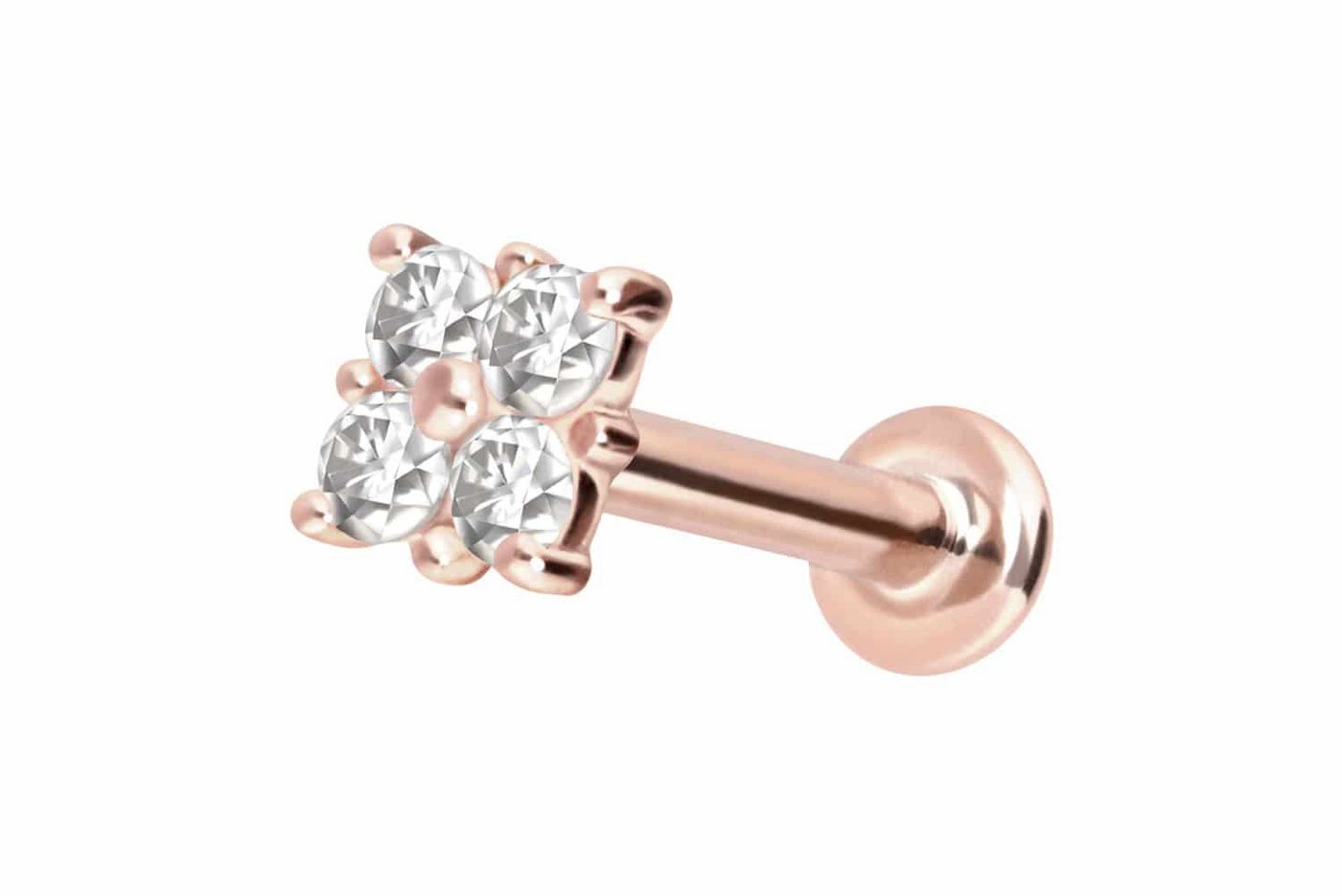 PIERCINGLINE Piercing-Set 14 Karat Gold Labret mit Innengewinde MOISSANIT-QUADRAT (Labrets, 1-tlg) von PIERCINGLINE