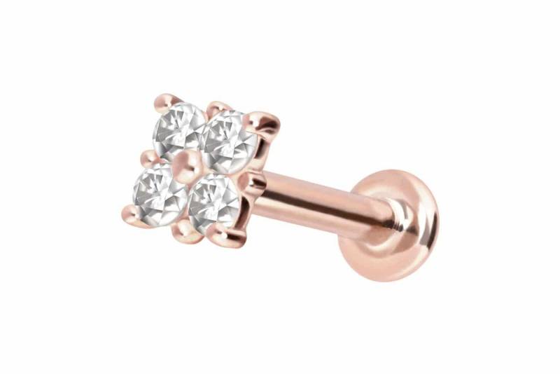 PIERCINGLINE Piercing-Set 14 Karat Gold Labret mit Innengewinde MOISSANIT-QUADRAT (Labrets, 1-tlg) von PIERCINGLINE