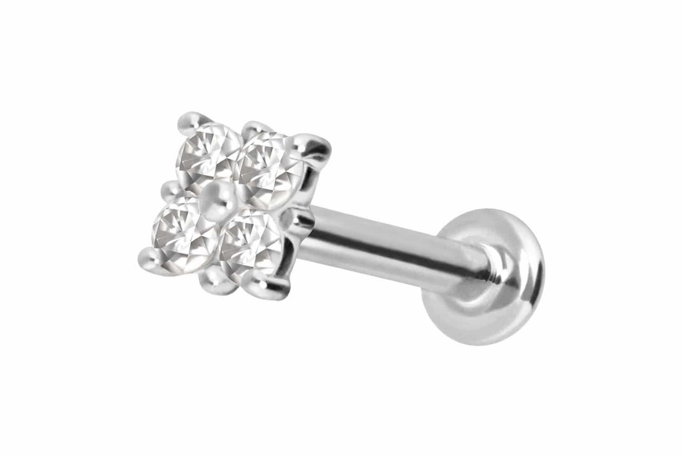 PIERCINGLINE Piercing-Set 14 Karat Gold Labret mit Innengewinde MOISSANIT-QUADRAT (Labrets, 1-tlg) von PIERCINGLINE