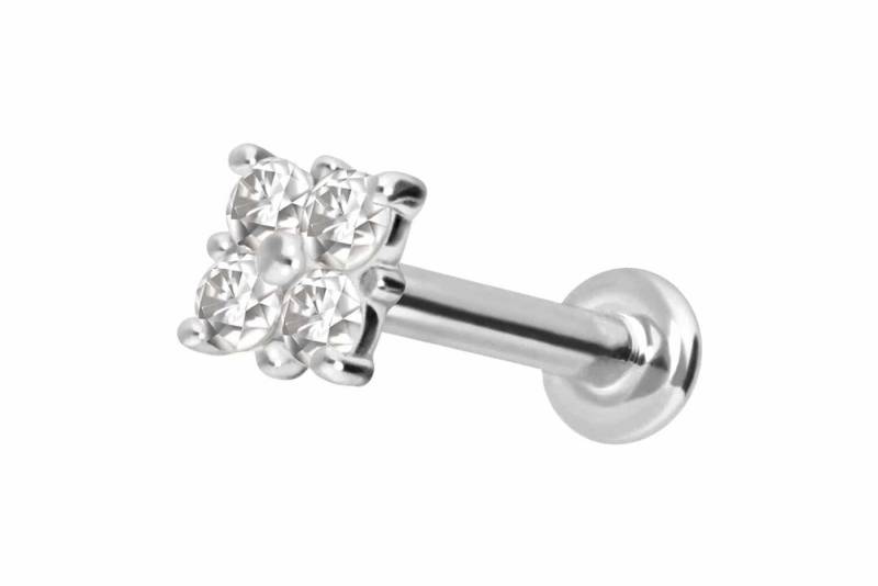 PIERCINGLINE Piercing-Set 14 Karat Gold Labret mit Innengewinde MOISSANIT-QUADRAT (Labrets, 1-tlg) von PIERCINGLINE