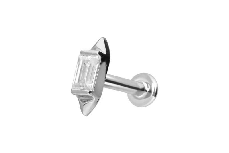 PIERCINGLINE Piercing-Set 14 Karat Gold Labret mit Innengewinde MOISSANIT-RECHTECK + 2 SPITZEN (Labrets, 1-tlg) von PIERCINGLINE