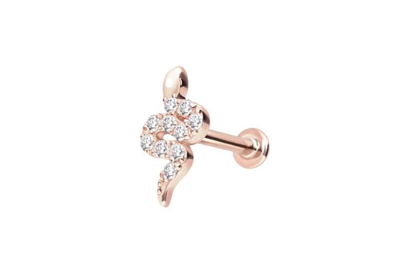 PIERCINGLINE Piercing-Set 14 Karat Gold Labret mit Innengewinde MOISSANIT-SCHLANGE (Labrets / 1 Stk) von PIERCINGLINE