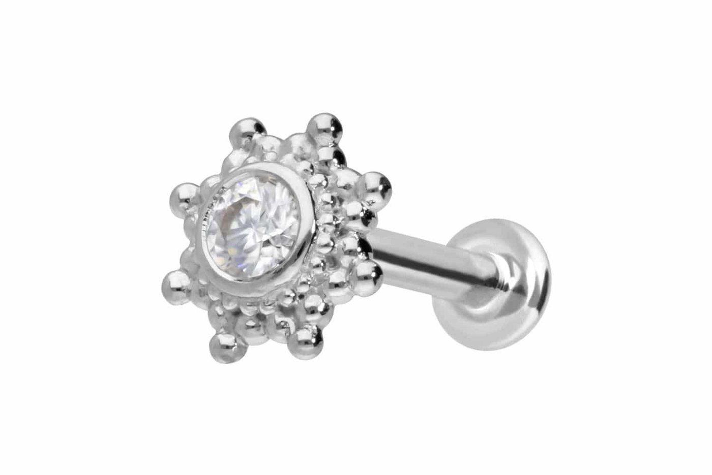 PIERCINGLINE Piercing-Set 14 Karat Gold Labret mit Innengewinde MOISSANIT-SONNE (Labrets, 1-tlg) von PIERCINGLINE
