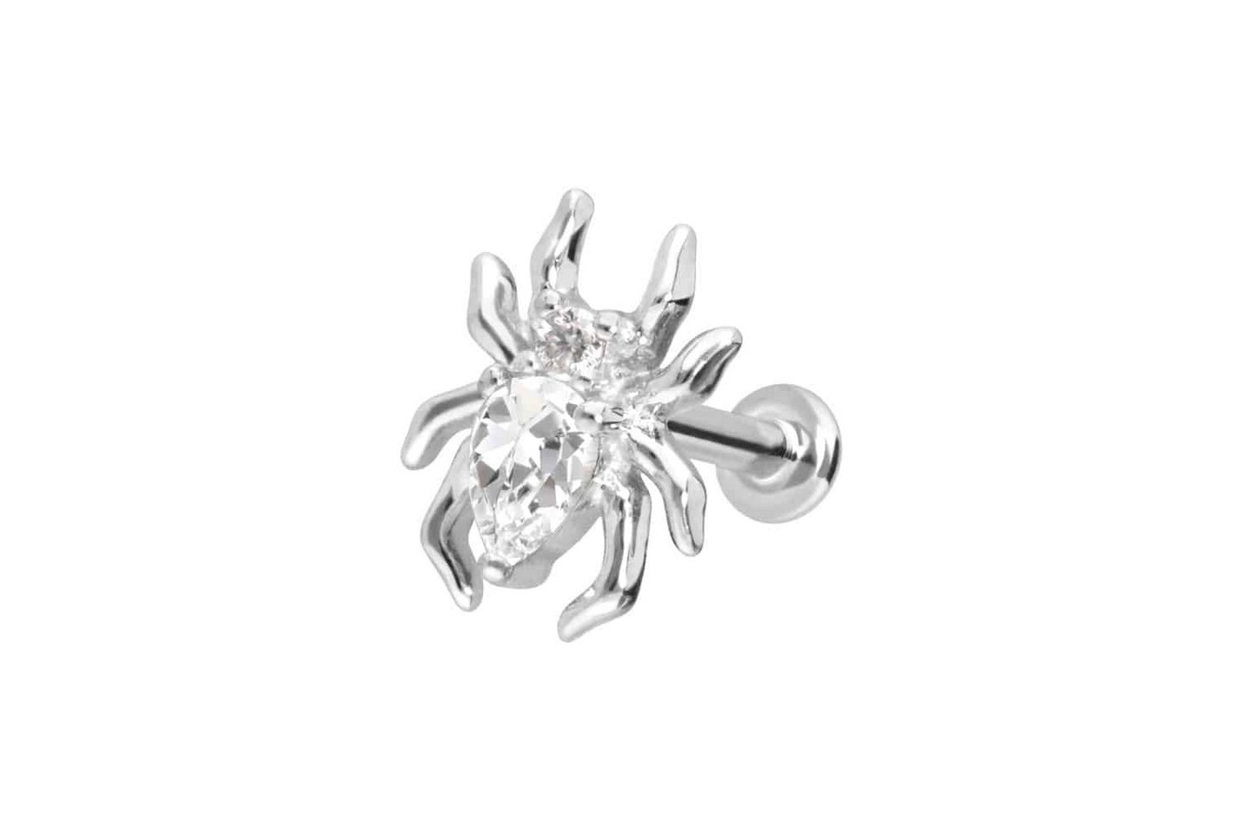 PIERCINGLINE Piercing-Set 14 Karat Gold Labret mit Innengewinde MOISSANIT-SPINNE (Labrets, 1-tlg) von PIERCINGLINE
