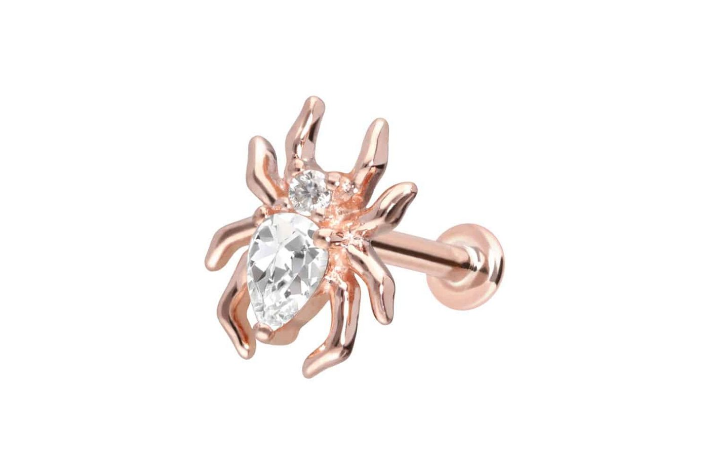 PIERCINGLINE Piercing-Set 14 Karat Gold Labret mit Innengewinde MOISSANIT-SPINNE (Labrets, 1-tlg) von PIERCINGLINE