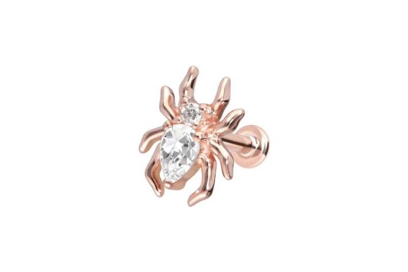 PIERCINGLINE Piercing-Set 14 Karat Gold Labret mit Innengewinde MOISSANIT-SPINNE (Labrets, 1-tlg) von PIERCINGLINE