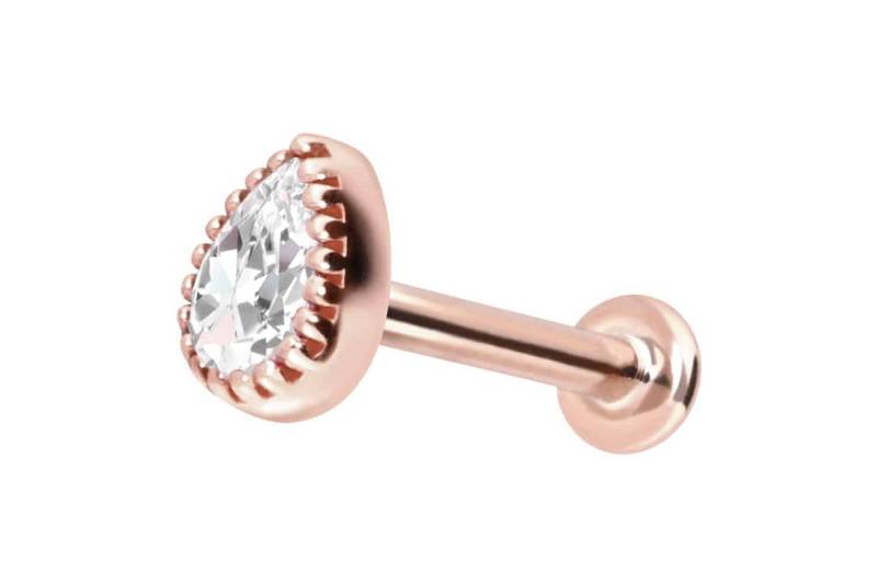 PIERCINGLINE Piercing-Set 14 Karat Gold Labret mit Innengewinde MOISSANIT-TROPFEN (Labrets / 1 Stk) von PIERCINGLINE