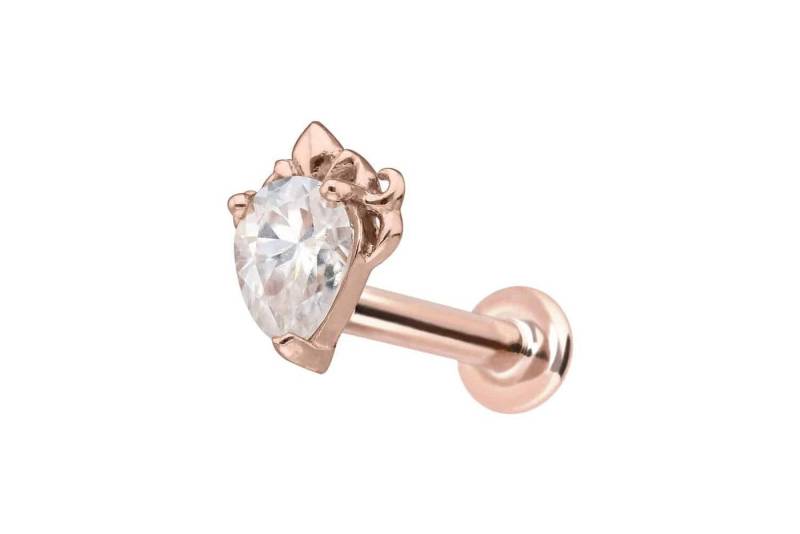 PIERCINGLINE Piercing-Set 14 Karat Gold Labret mit Innengewinde MOISSANIT-TROPFEN (Labrets, 1-tlg) von PIERCINGLINE