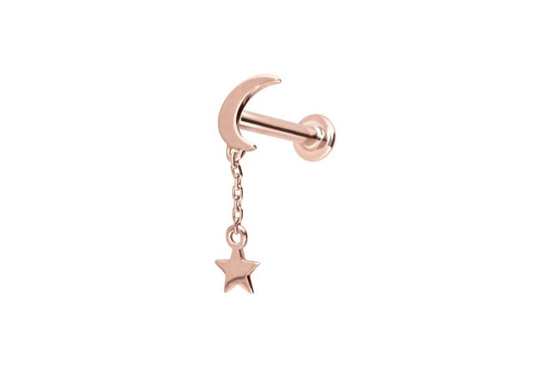 PIERCINGLINE Piercing-Set 14 Karat Gold Labret mit Innengewinde MOND + STERN (Labrets, 1-tlg) von PIERCINGLINE