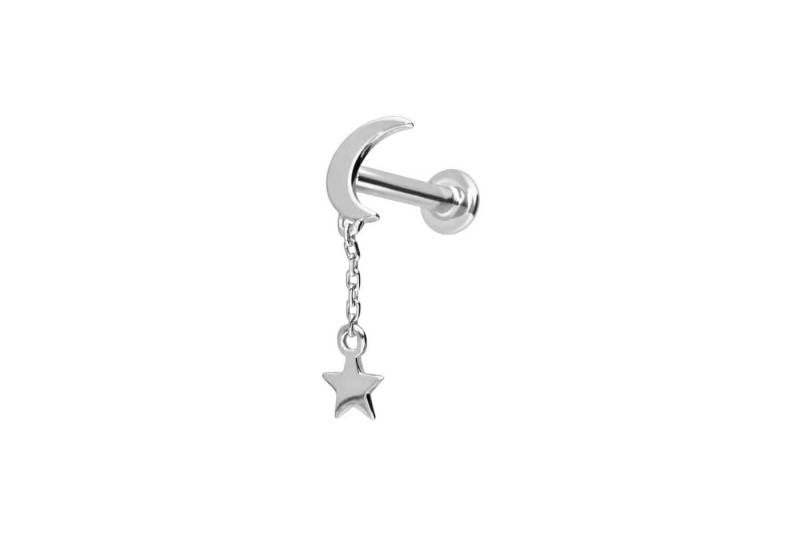 PIERCINGLINE Piercing-Set 14 Karat Gold Labret mit Innengewinde MOND + STERN (Labrets, 1-tlg) von PIERCINGLINE
