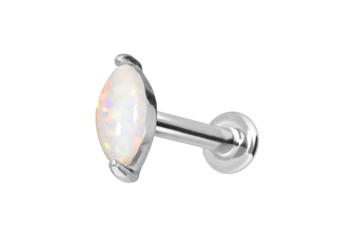PIERCINGLINE Piercing-Set 14 Karat Gold Labret mit Innengewinde OVALER SYNTHETISCHER OPAL (Labrets, 1-tlg) von PIERCINGLINE