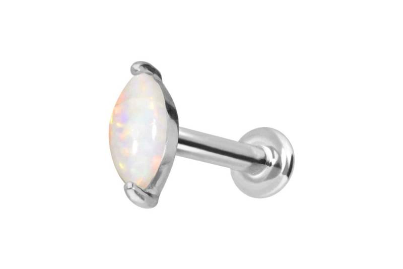 PIERCINGLINE Piercing-Set 14 Karat Gold Labret mit Innengewinde OVALER SYNTHETISCHER OPAL (Labrets, 1-tlg) von PIERCINGLINE