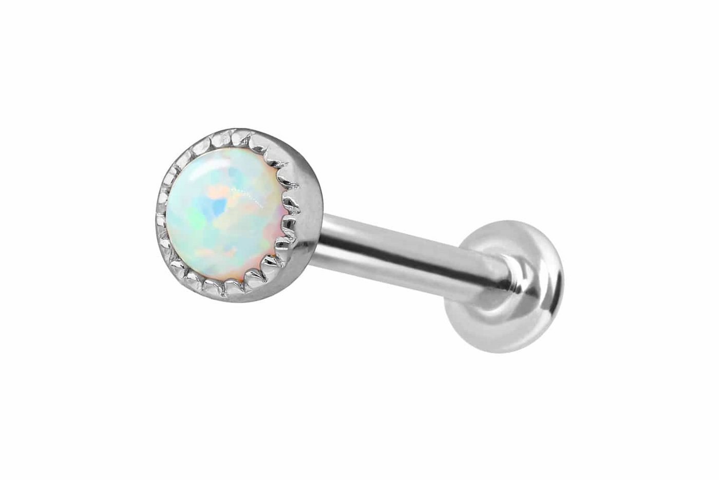 PIERCINGLINE Piercing-Set 14 Karat Gold Labret mit Innengewinde SYNTHETISCHER OPAL (Labrets / 1 Stk) von PIERCINGLINE