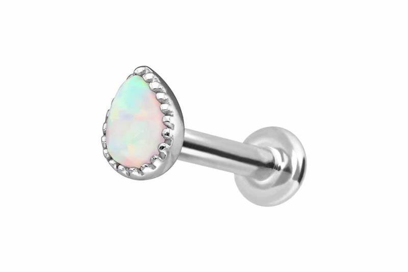 PIERCINGLINE Piercing-Set 14 Karat Gold Labret mit Innengewinde SYNTHETISCHER OPALTROPFEN (Labrets, 1-tlg) von PIERCINGLINE