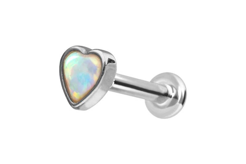 PIERCINGLINE Piercing-Set 14 Karat Gold Labret mit Innengewinde SYNTHETISCHES OPAL-HERZ (Labrets, 1-tlg) von PIERCINGLINE