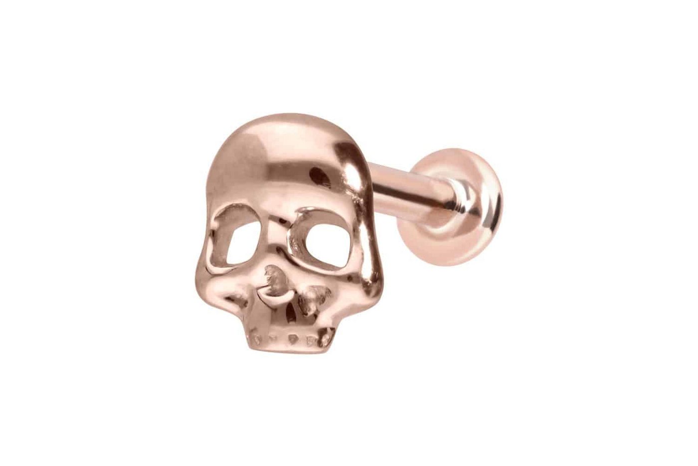 PIERCINGLINE Piercing-Set 14 Karat Gold Labret mit Innengewinde TOTENKOPF (Labrets, 1-tlg) von PIERCINGLINE