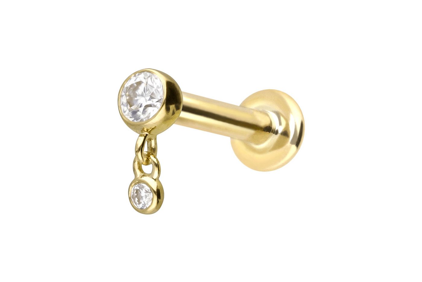 PIERCINGLINE Piercing-Set 14 Karat Gold Labret mit Push Fit 2 MOISSANITE (Labrets, 1-tlg) von PIERCINGLINE