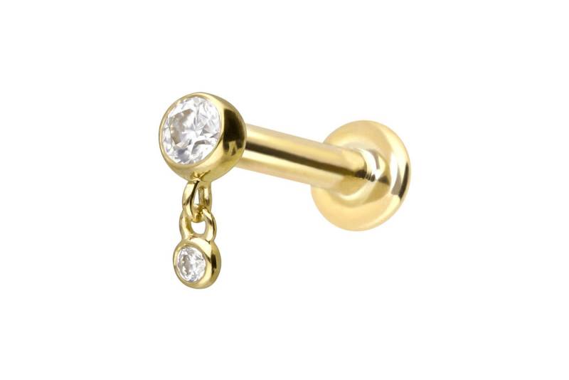 PIERCINGLINE Piercing-Set 14 Karat Gold Labret mit Push Fit 2 MOISSANITE (Labrets, 1-tlg) von PIERCINGLINE