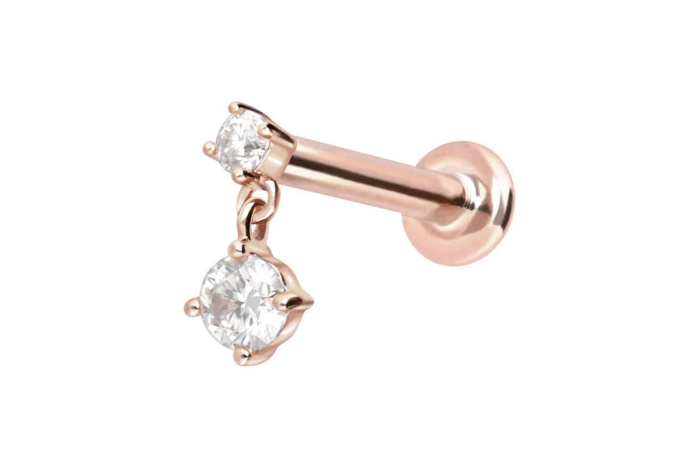 PIERCINGLINE Piercing-Set 14 Karat Gold Labret mit Push Fit 2 MOISSANITE (Labrets, 1-tlg) von PIERCINGLINE