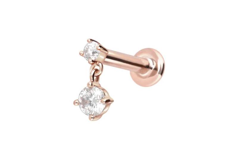 PIERCINGLINE Piercing-Set 14 Karat Gold Labret mit Push Fit 2 MOISSANITE (Labrets, 1-tlg) von PIERCINGLINE