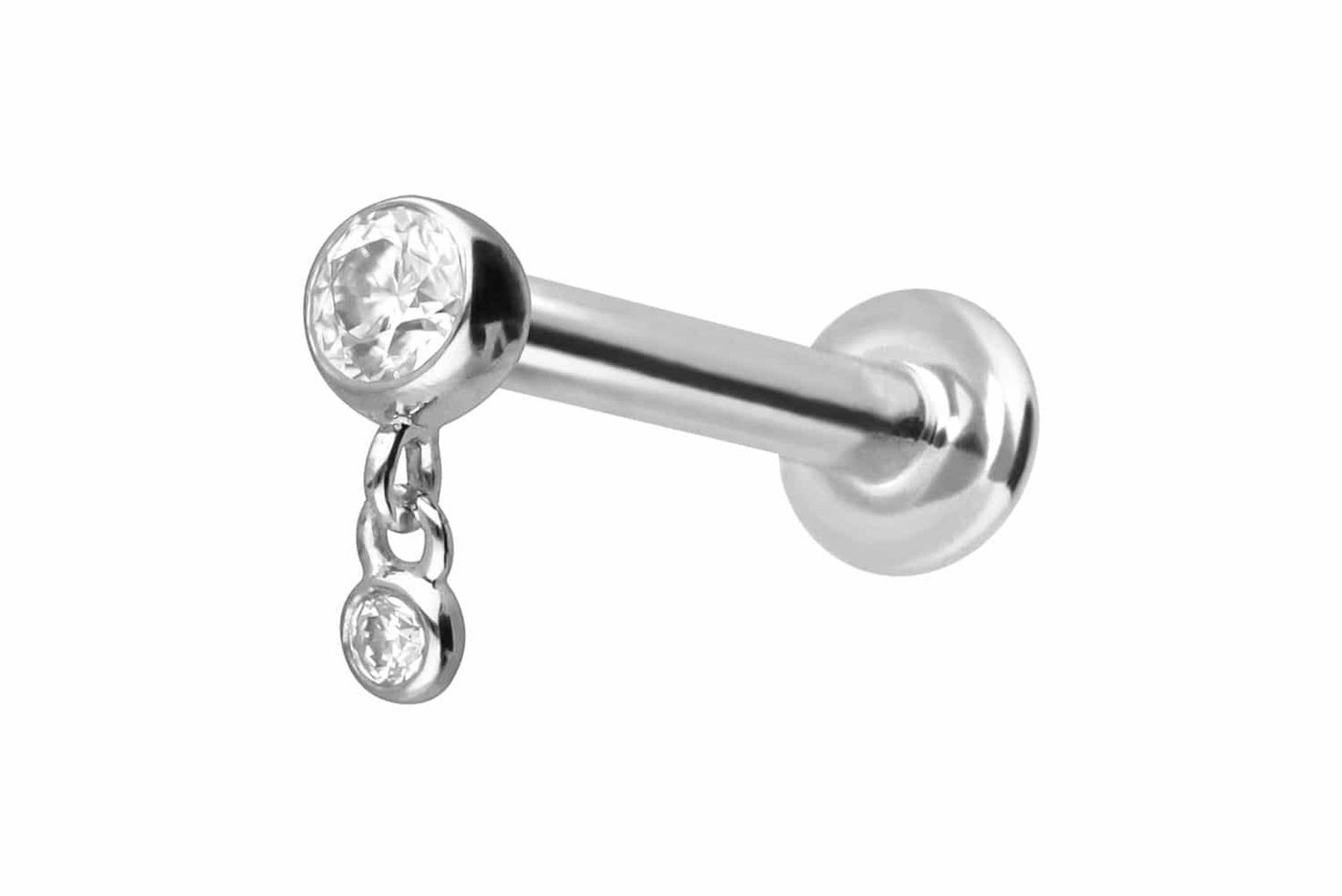 PIERCINGLINE Piercing-Set 14 Karat Gold Labret mit Push Fit 2 MOISSANITE (Labrets, 1-tlg) von PIERCINGLINE