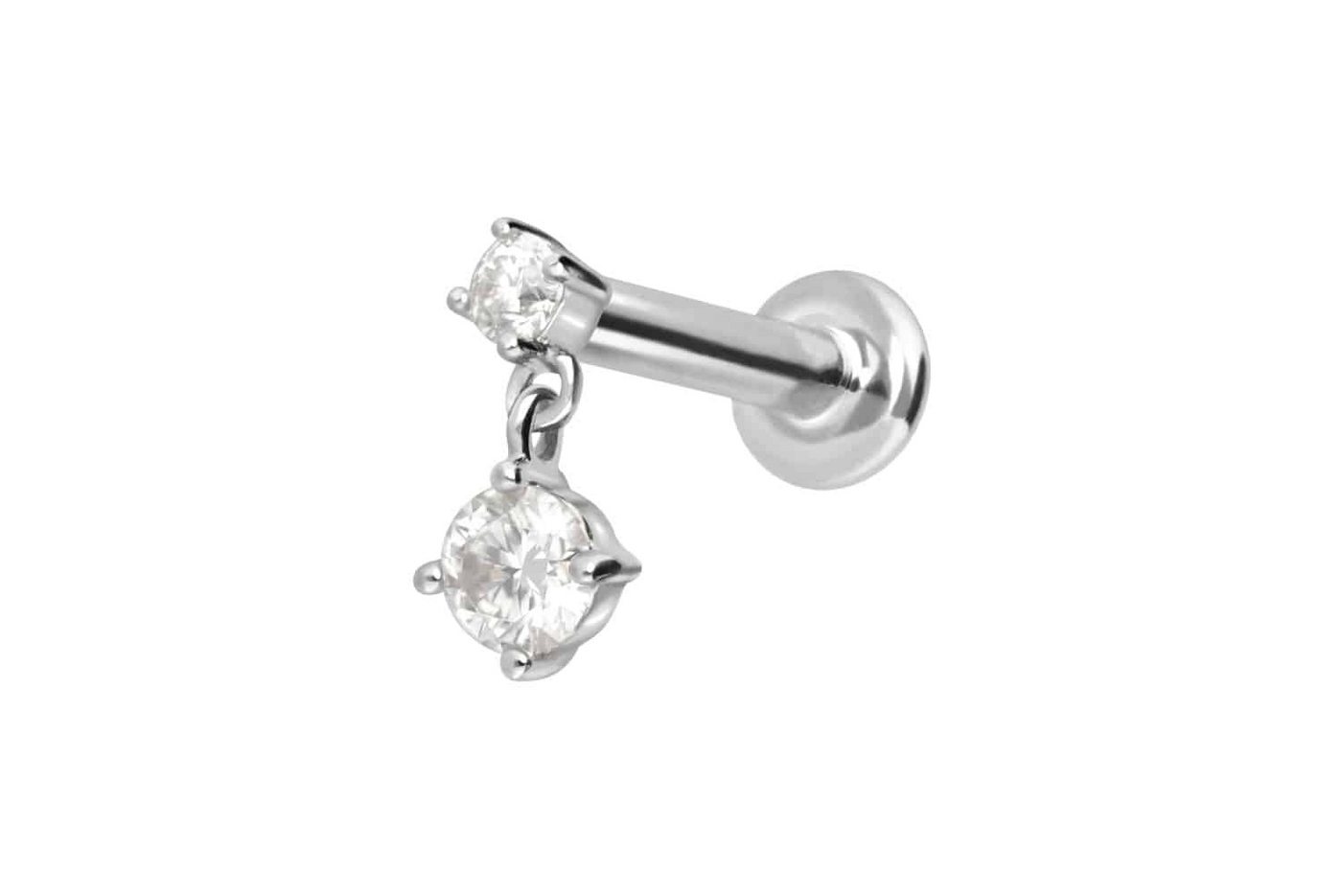 PIERCINGLINE Piercing-Set 14 Karat Gold Labret mit Push Fit 2 MOISSANITE (Labrets, 1-tlg) von PIERCINGLINE