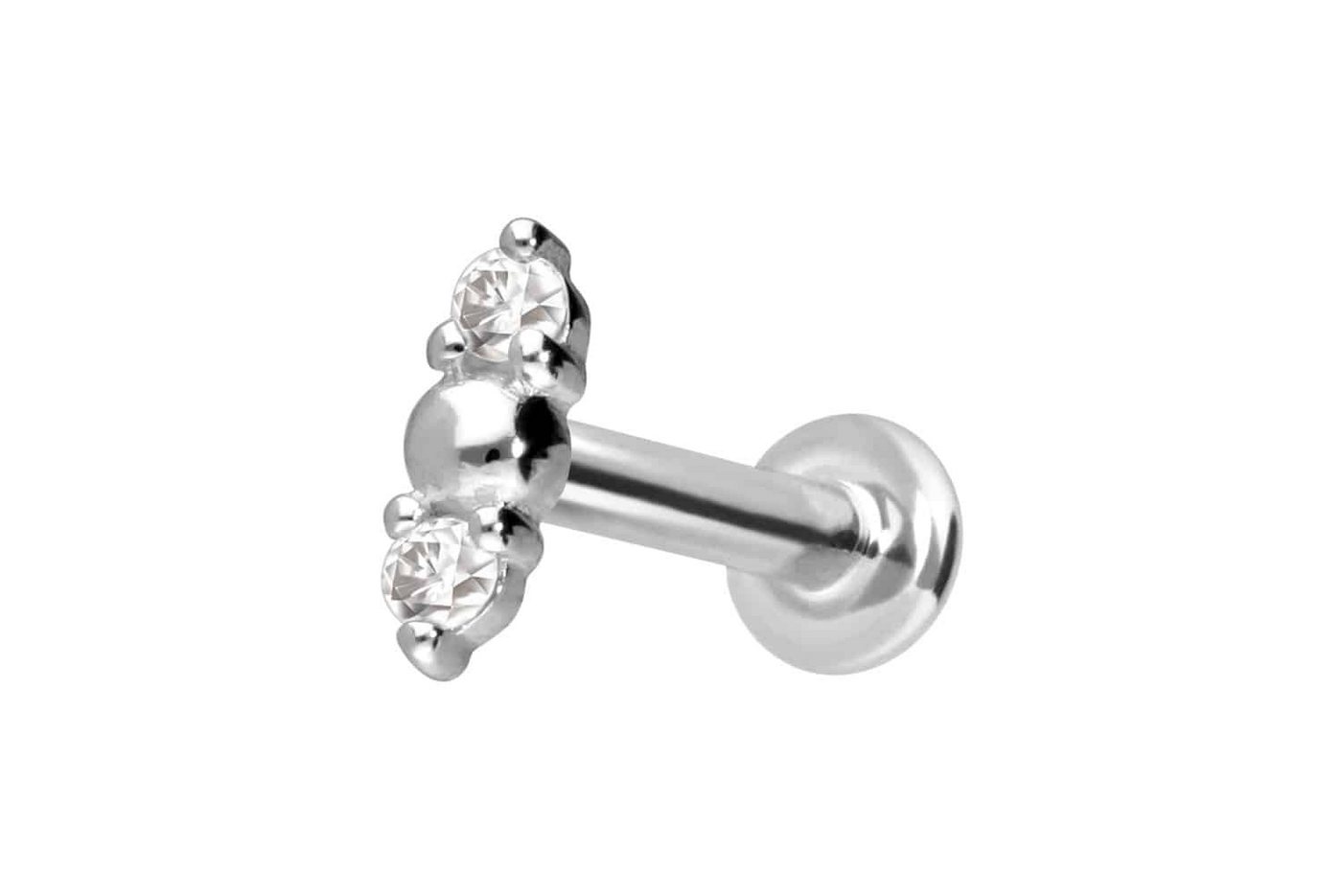 PIERCINGLINE Piercing-Set 14 Karat Gold Labret mit Push Fit 2 MOISSANITE + KUGEL (Labrets, 1-tlg) von PIERCINGLINE