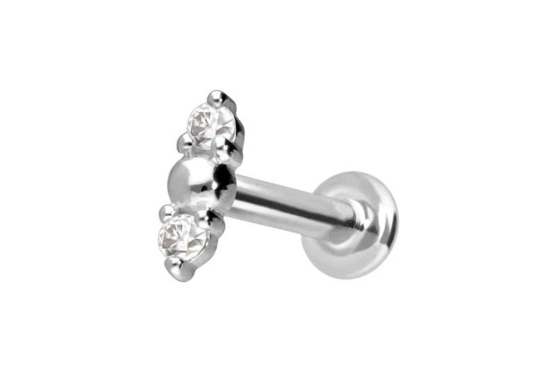 PIERCINGLINE Piercing-Set 14 Karat Gold Labret mit Push Fit 2 MOISSANITE + KUGEL (Labrets, 1-tlg) von PIERCINGLINE