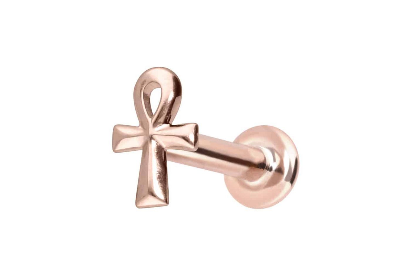 PIERCINGLINE Piercing-Set 14 Karat Gold Labret mit Push Fit ÄGYPTISCHES KREUZ (Labrets, 1-tlg) von PIERCINGLINE