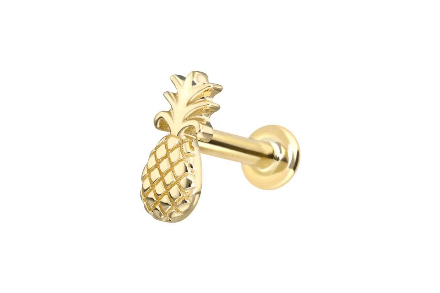PIERCINGLINE Piercing-Set 14 Karat Gold Labret mit Push Fit ANANAS (Labrets, 1-tlg) von PIERCINGLINE