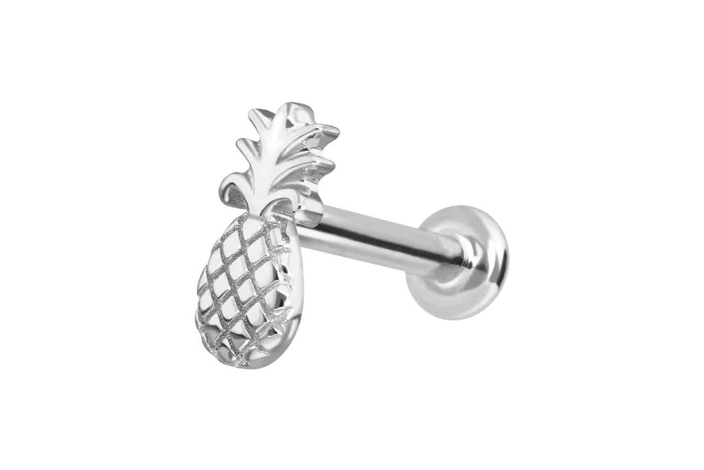 PIERCINGLINE Piercing-Set 14 Karat Gold Labret mit Push Fit ANANAS (Labrets, 1-tlg) von PIERCINGLINE