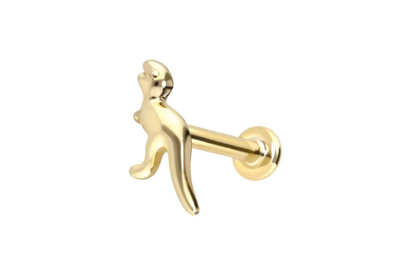 PIERCINGLINE Piercing-Set 14 Karat Gold Labret mit Push Fit DINOSAURIER (Labrets, 1-tlg) von PIERCINGLINE