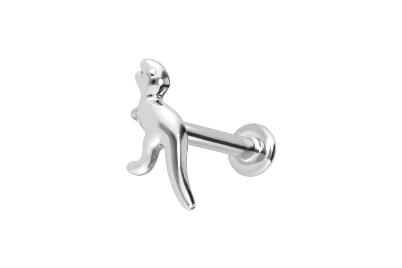 PIERCINGLINE Piercing-Set 14 Karat Gold Labret mit Push Fit DINOSAURIER (Labrets, 1-tlg) von PIERCINGLINE