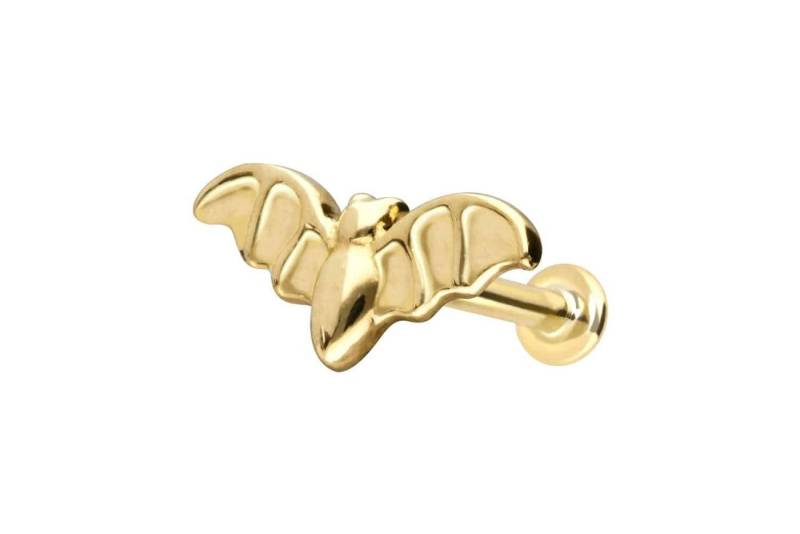 PIERCINGLINE Piercing-Set 14 Karat Gold Labret mit Push Fit FLEDERMAUS (Labrets / 1 Stk) von PIERCINGLINE