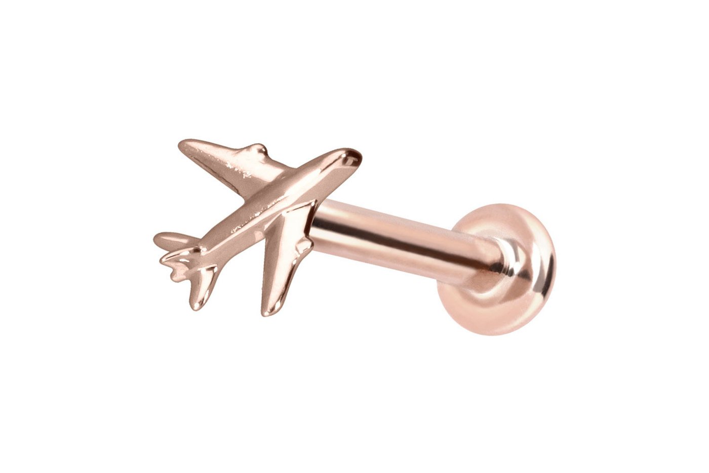 PIERCINGLINE Piercing-Set 14 Karat Gold Labret mit Push Fit FLUGZEUG (Labrets, 1-tlg) von PIERCINGLINE