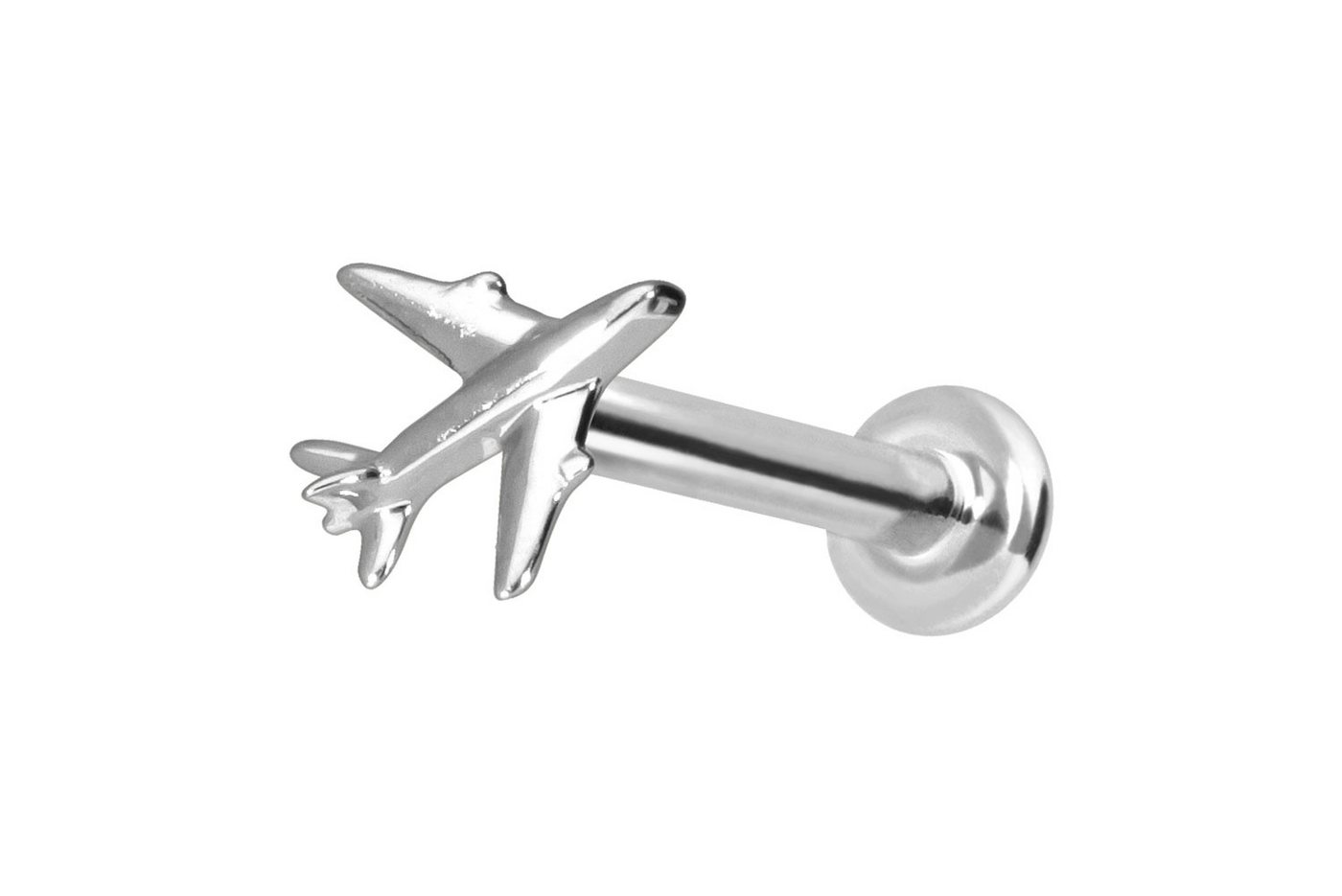 PIERCINGLINE Piercing-Set 14 Karat Gold Labret mit Push Fit FLUGZEUG (Labrets, 1-tlg) von PIERCINGLINE