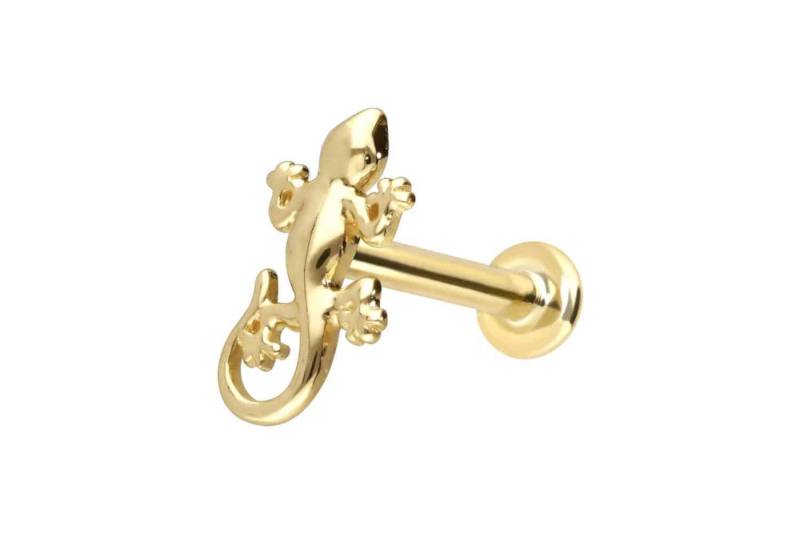PIERCINGLINE Piercing-Set 14 Karat Gold Labret mit Push Fit GECKO (Labrets / 1 Stk) von PIERCINGLINE