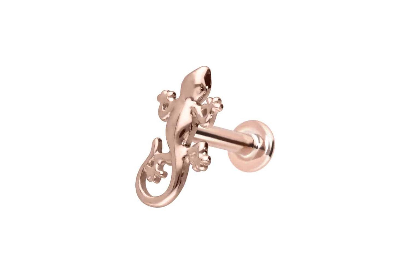 PIERCINGLINE Piercing-Set 14 Karat Gold Labret mit Push Fit GECKO (Labrets / 1 Stk) von PIERCINGLINE