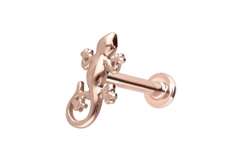 PIERCINGLINE Piercing-Set 14 Karat Gold Labret mit Push Fit GECKO (Labrets / 1 Stk) von PIERCINGLINE