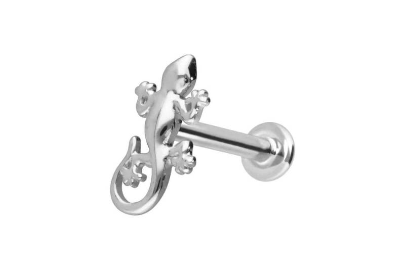 PIERCINGLINE Piercing-Set 14 Karat Gold Labret mit Push Fit GECKO (Labrets / 1 Stk) von PIERCINGLINE