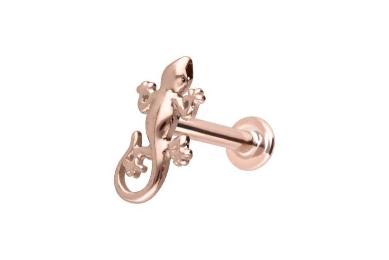PIERCINGLINE Piercing-Set 14 Karat Gold Labret mit Push Fit GECKO (Labrets / 1 Stk) von PIERCINGLINE