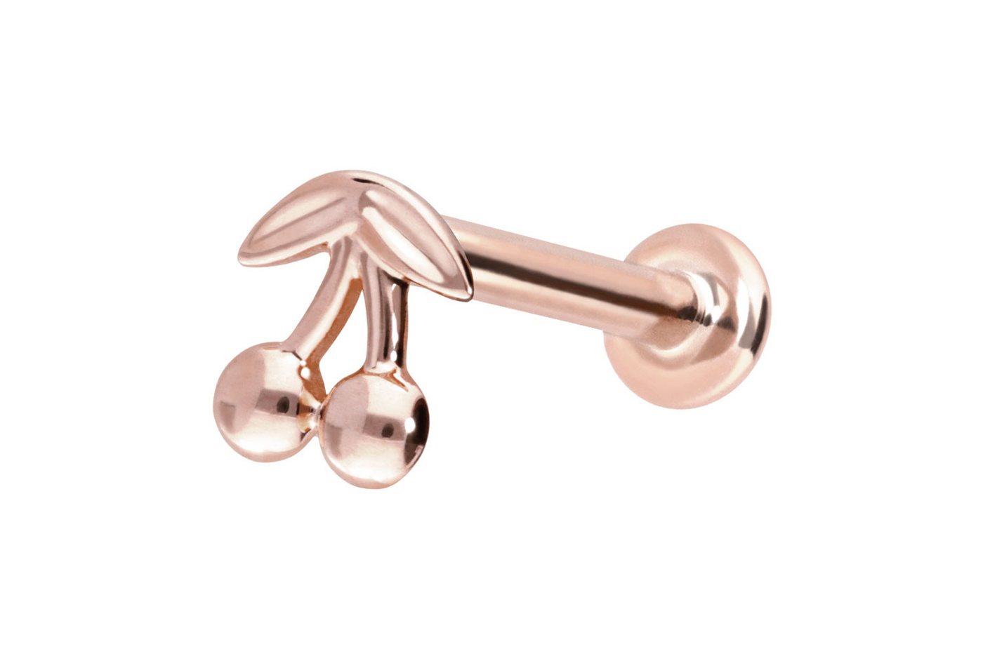 PIERCINGLINE Piercing-Set 14 Karat Gold Labret mit Push Fit KIRSCHEN (Labrets, 1-tlg) von PIERCINGLINE