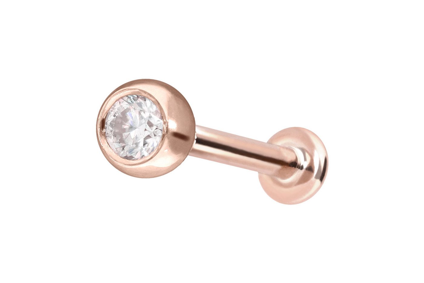 PIERCINGLINE Piercing-Set 14 Karat Gold Labret mit Push Fit MOISSANIT (Labrets, 1-tlg) von PIERCINGLINE