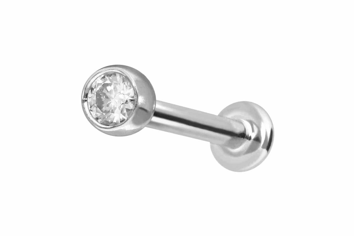 PIERCINGLINE Piercing-Set 14 Karat Gold Labret mit Push Fit MOISSANIT (Labrets, 1-tlg) von PIERCINGLINE