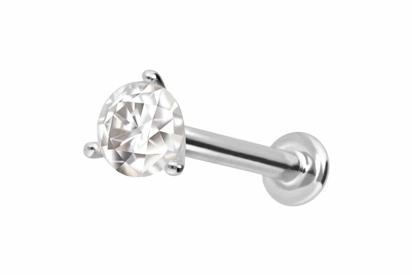 PIERCINGLINE Piercing-Set 14 Karat Gold Labret mit Push Fit MOISSANIT (Labrets, 1-tlg) von PIERCINGLINE