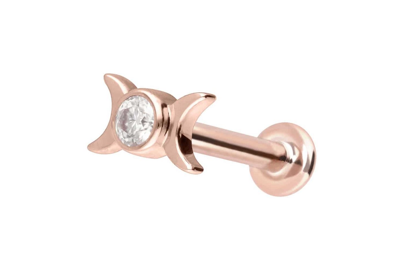 PIERCINGLINE Piercing-Set 14 Karat Gold Labret mit Push Fit MOISSANIT + 2 MONDE (Labrets, 1-tlg) von PIERCINGLINE