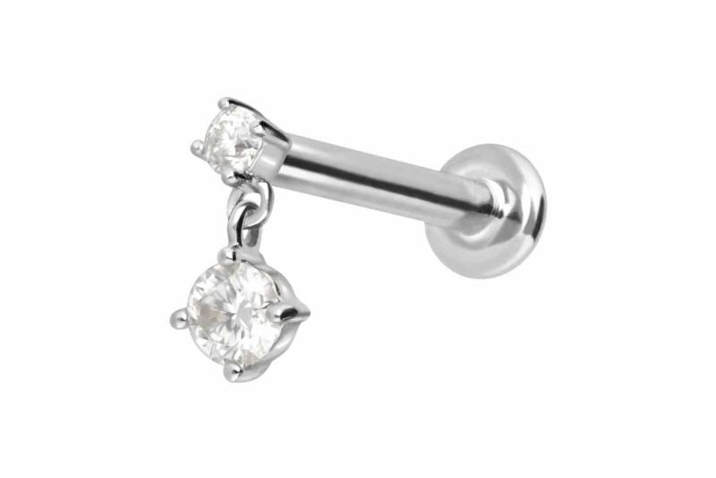 PIERCINGLINE Piercing-Set 14 Karat Gold Labret mit Push Fit MOISSANIT + SPITZE (Labrets, 1-tlg) von PIERCINGLINE